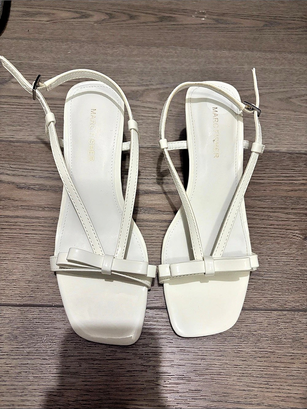 Marc Fisher Danzy Bow Square Toe Dress Sandal White Heels